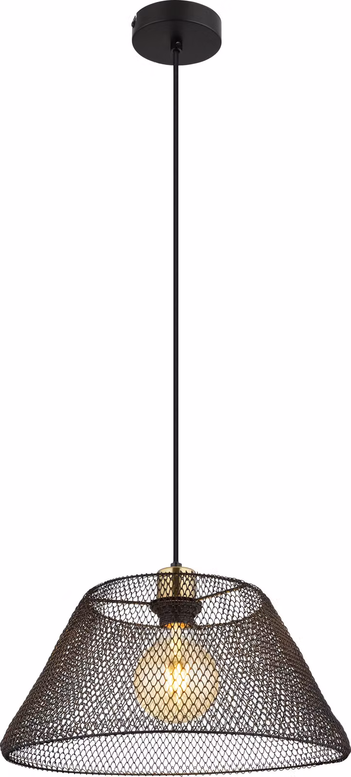 Lampada a sospensione, metallo nero, design a reticolo, H 120 cm