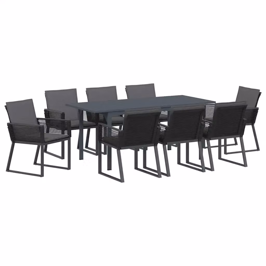 Set da pranzo per giardino e terrazza vidaXL in polyrattan antracite, 9 pezzi – 2