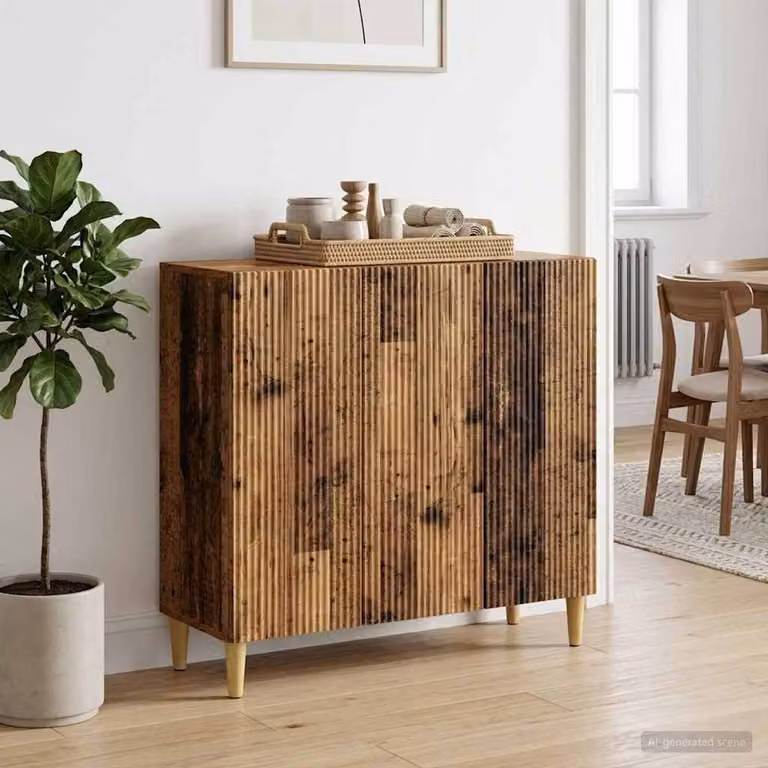 Credenza moderna vidaXL in legno ingegnerizzato color marrone, L 89 x P 34,5 x H 80 cm