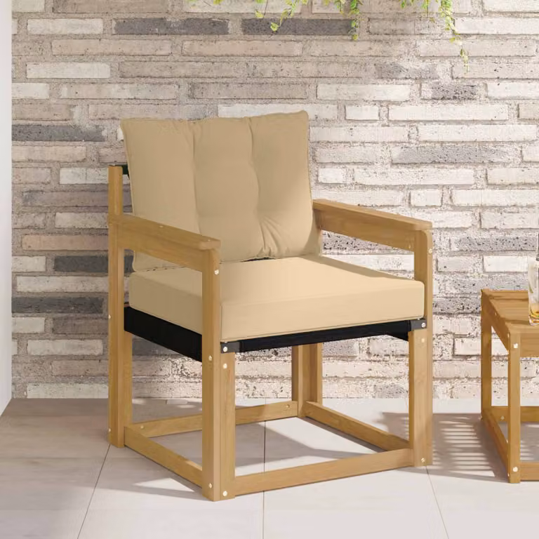 vidaXL Divano da esterno moderno in legno di acacia massello e textilene bianco, beige e marrone