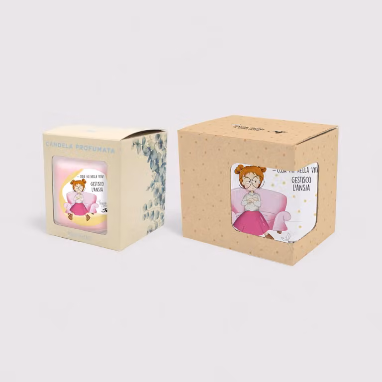 Set 1 tazza in ceramica e bicchiere con candela fragranza rosa