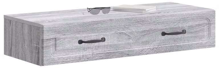 Tavolino da Parete Laterale Grigio Sonoma 87,5 x 34,5 x 17 cm