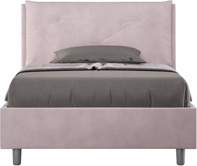 Letto Appia Large 1 Piazza e Mezzo Imbottito in Microfibra Glicine L/P: 120 x 200 cm