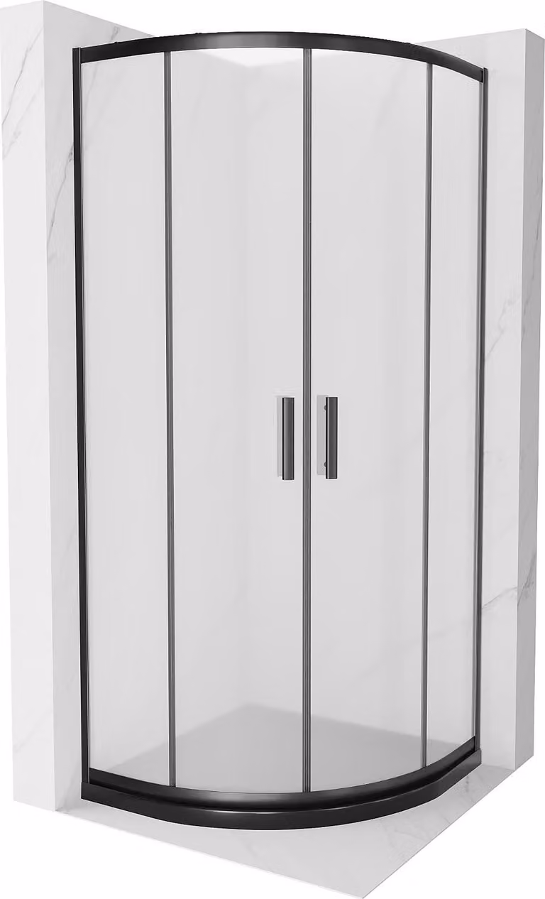 Mexen Rio cabina doccia semicircolare 90 x 90 cm, brina, nero + piatto doccia Flat, nero - 863-090-090-70-30-4170B