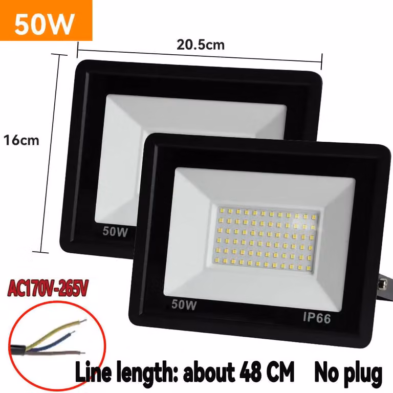 Fari da lavoro a LED - Proiettori portatili - 2 x 50 W - Solo fari - 220 V - Grado di protezione IP66 (resistente all'acqua) - Ideali per garage e officine