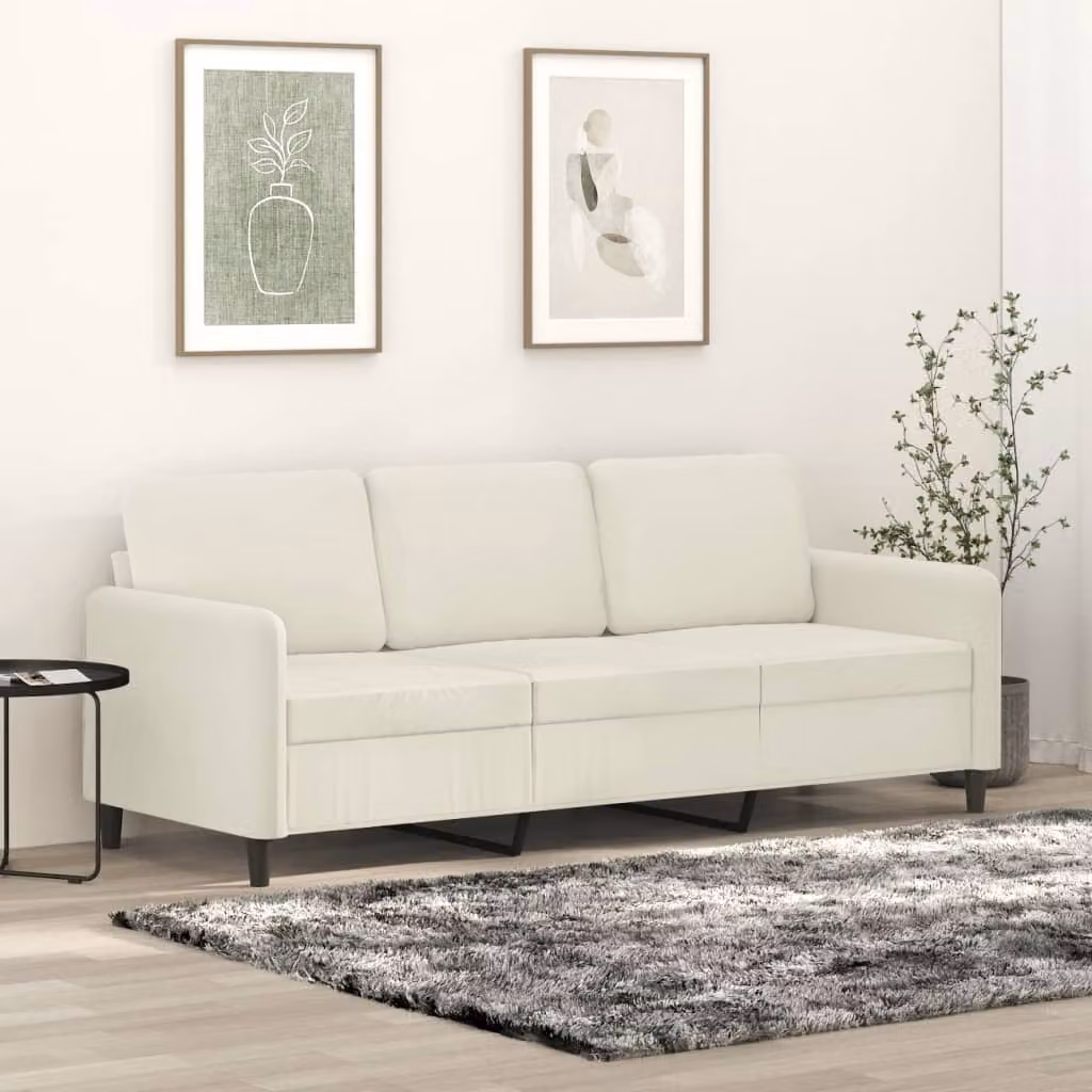 Divano Maison Exclusive, color crema, in velluto, 3 posti, 180 cm
