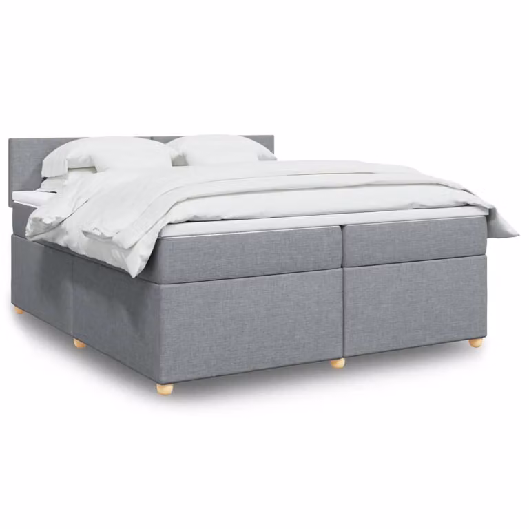 vidaXL Giroletto a Molle con Materasso Ibrido in Tessuto Grigio e Bianco, L/P: 200 x 200 cm