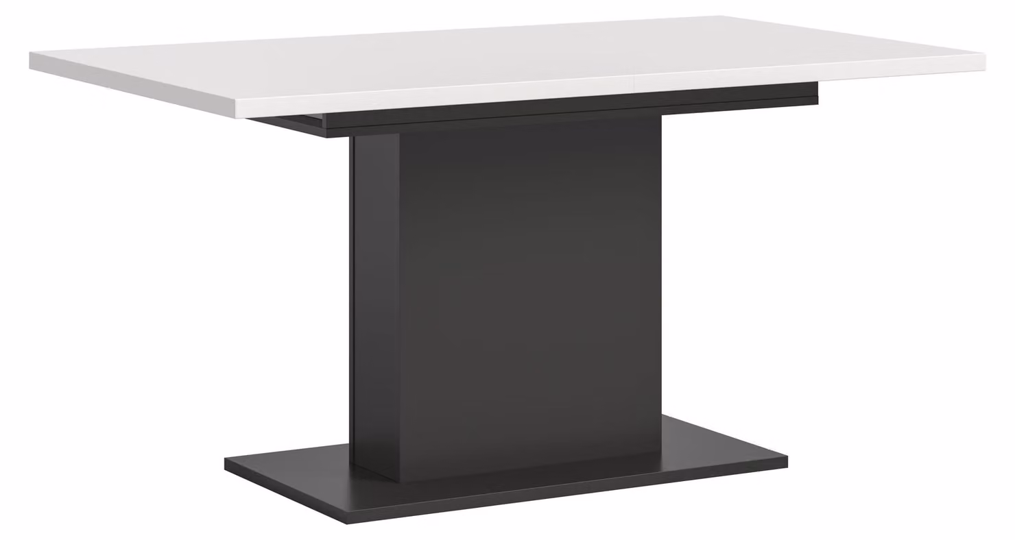 Tavolo da pranzo Motion con base a colonna 90x150/190 cm e 1 piano di inserimento bianco, grigio.
