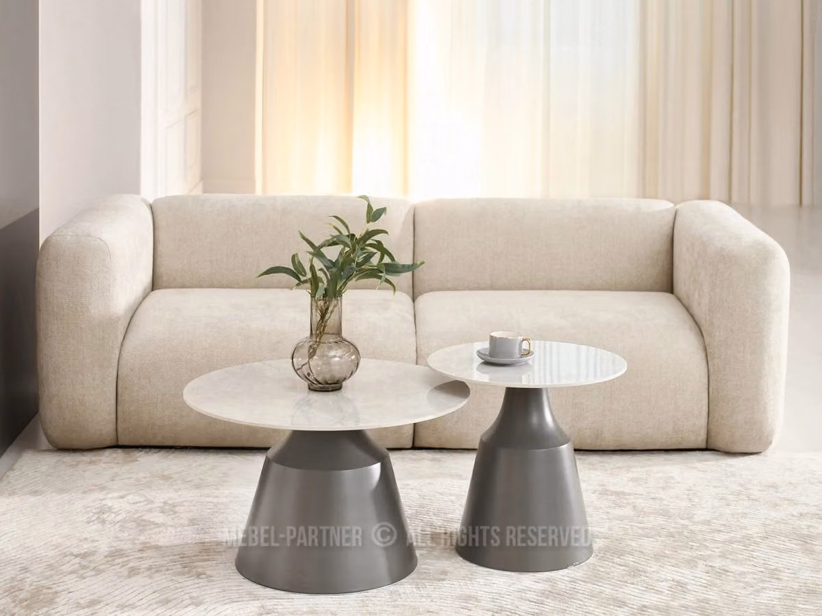 Set da tavolino GATOR - marmo grigio / grigio