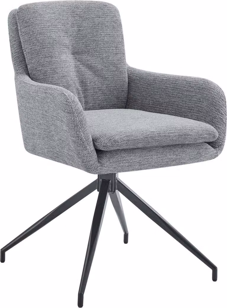 Sedia da pranzo - sedia imbottita - girevole a 180°, ottimo comfort di seduta, metallo nero | colore: grigio