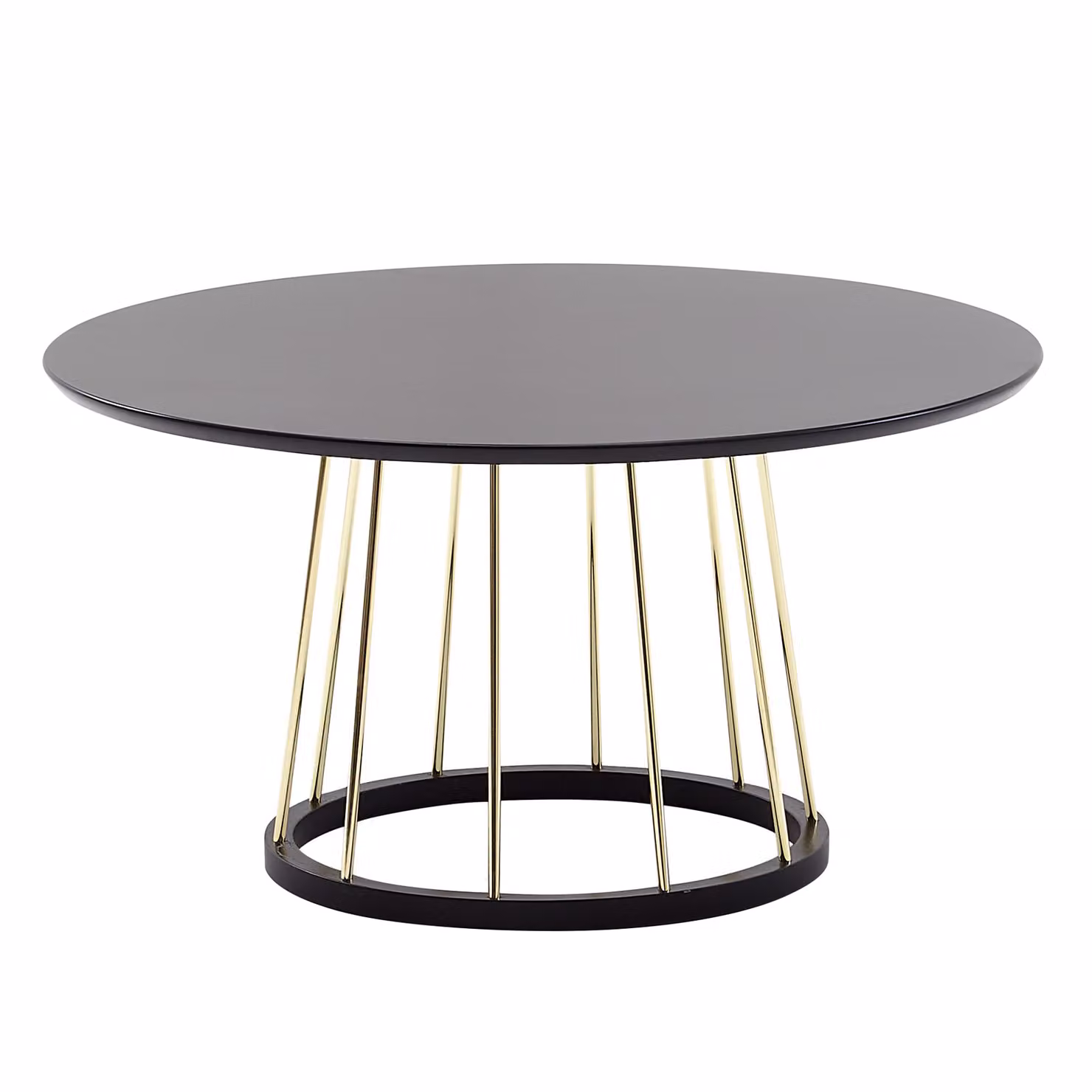 Tavolino rotondo 80x80x42 cm tavolino nero oro metallo moderno | Wohnling