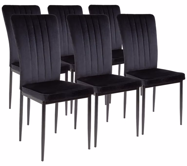 Sedie da pranzo Albatros con rivestimento in velluto, set di 6 MODENA, nero - Elegante design vintage, elegante sedia da pranzo imbottita - sedia da cucina o da sala da pranzo con elevata capacità di carico
