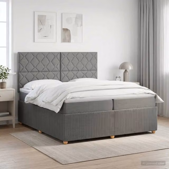 Letto box spring con materasso ibrido vidaXL Grigio e Bianco L/P: 200 x 200 cm