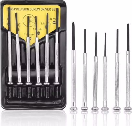 Mini cacciavite - Cacciavite di precisione 6 in 1 - Per la riparazione di orologi e occhiali