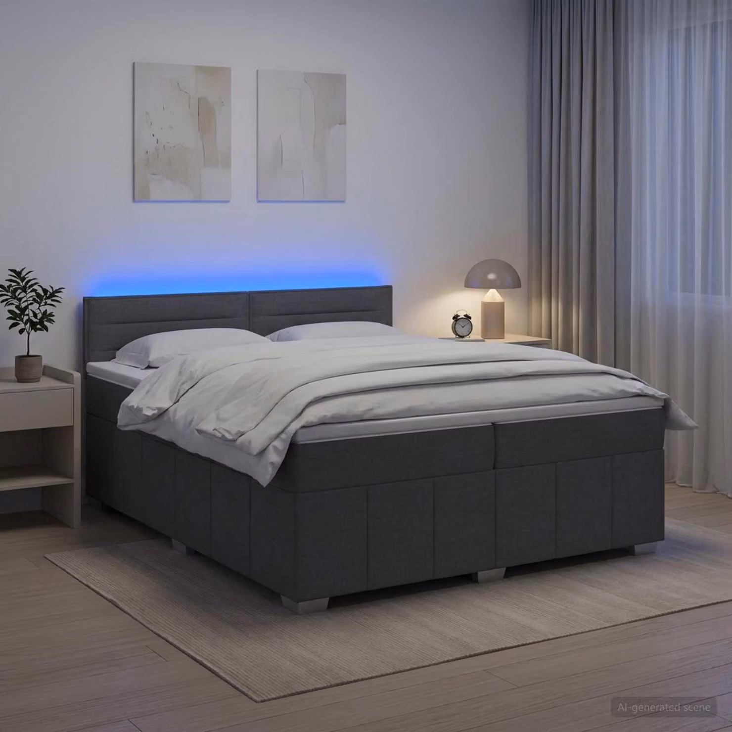 Maison Exclusive - Letto boxspring con materasso grigio scuro 200 x 200 cm Tessuto
