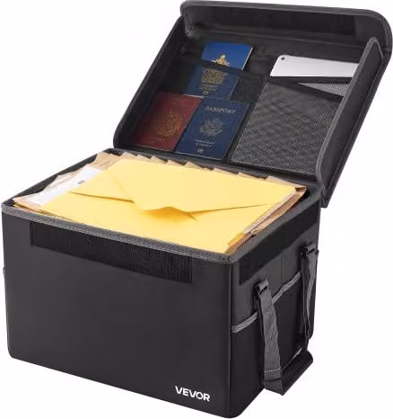 VEVOR Borsa Portadocumenti Ignifuga, Scatola Ignifuga e Impermeabile con Isolamento Termico a 1000°C, Borsa Portatile pieghevole a Uno Strato per Documenti da Viaggio, File per Ufficio