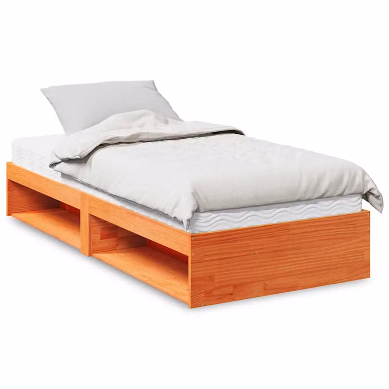vidaXL Dormeuse con Materasso in Marrone e Bianco, Struttura in Legno di Pino Massello e MDF, L/P: 90 x 190 cm