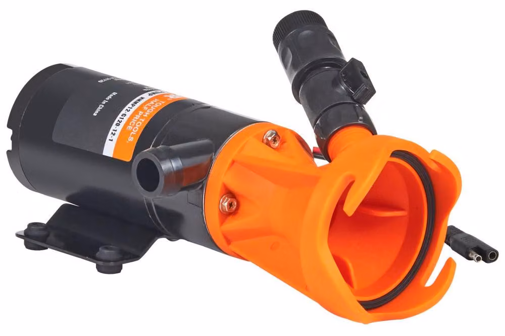 Pompa portatile per acque reflue, 12 V, 45 litri/minuto, altezza di sollevamento di 3 metri, attacco da 75 mm