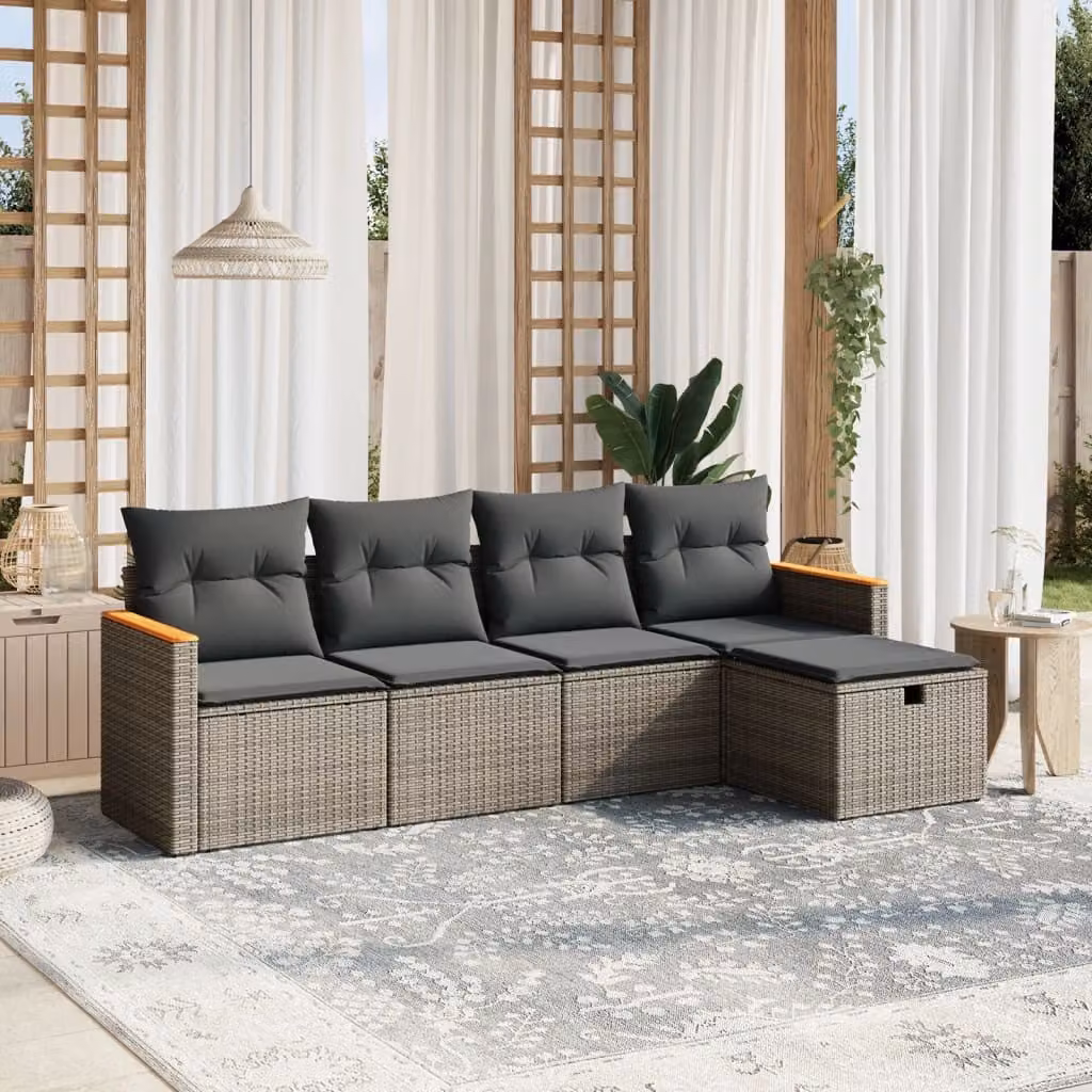 Maison Exclusive - Set divani da giardino 5 pezzi con cuscini grigio polyrattan