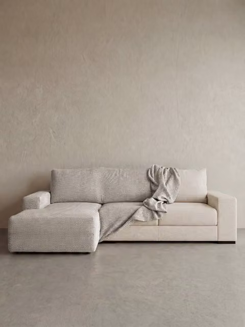 Fodera per divano Coven Kenay Home chaise longue 300 cm sinistra con bracciolo lungo, jacquard grigio chiaro