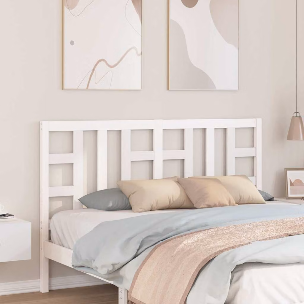 Testiera per letto vidaXL in legno massello di pino bianco, stile rustico, L 156 cm x P 4 cm x H 100 cm