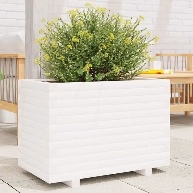 Fioriera da giardino vidaXL in legno di pino bianco L: 70 cm, P: 40 cm, H: 49,5 cm