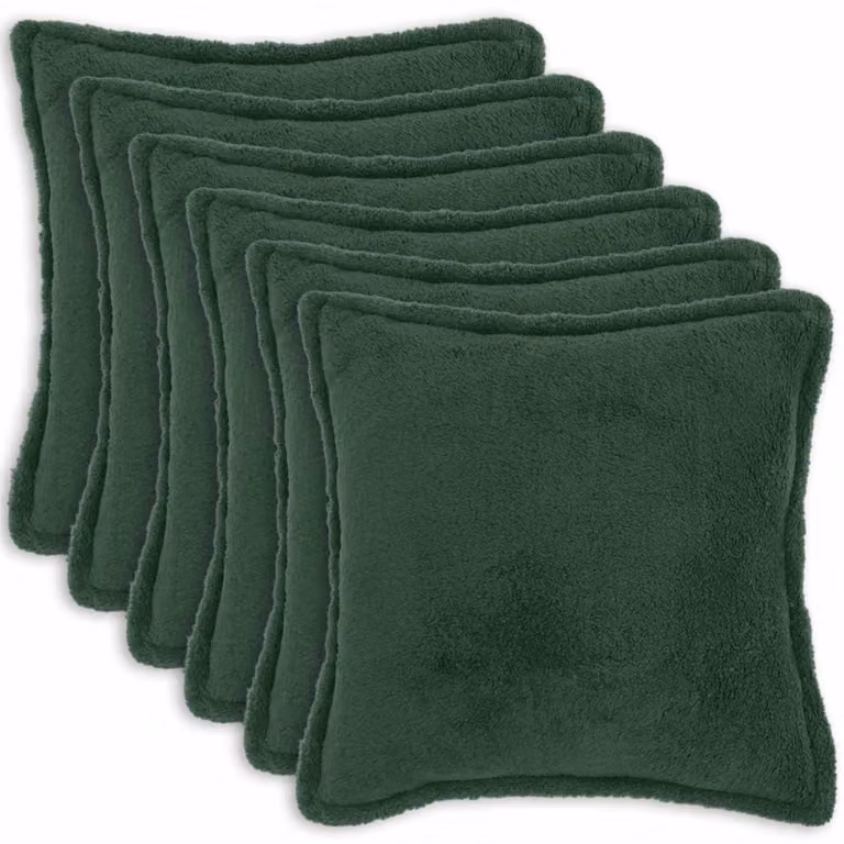 Set di 6 federe vidaXL HOUTEN in tessuto bouclé verde scuro, L 70 x P 70 cm
