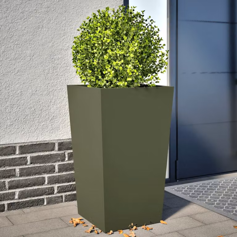 Set di 2 fioriere da giardino vidaXL in acciaio verde, L: 45 cm, P: 45 cm, H: 75 cm