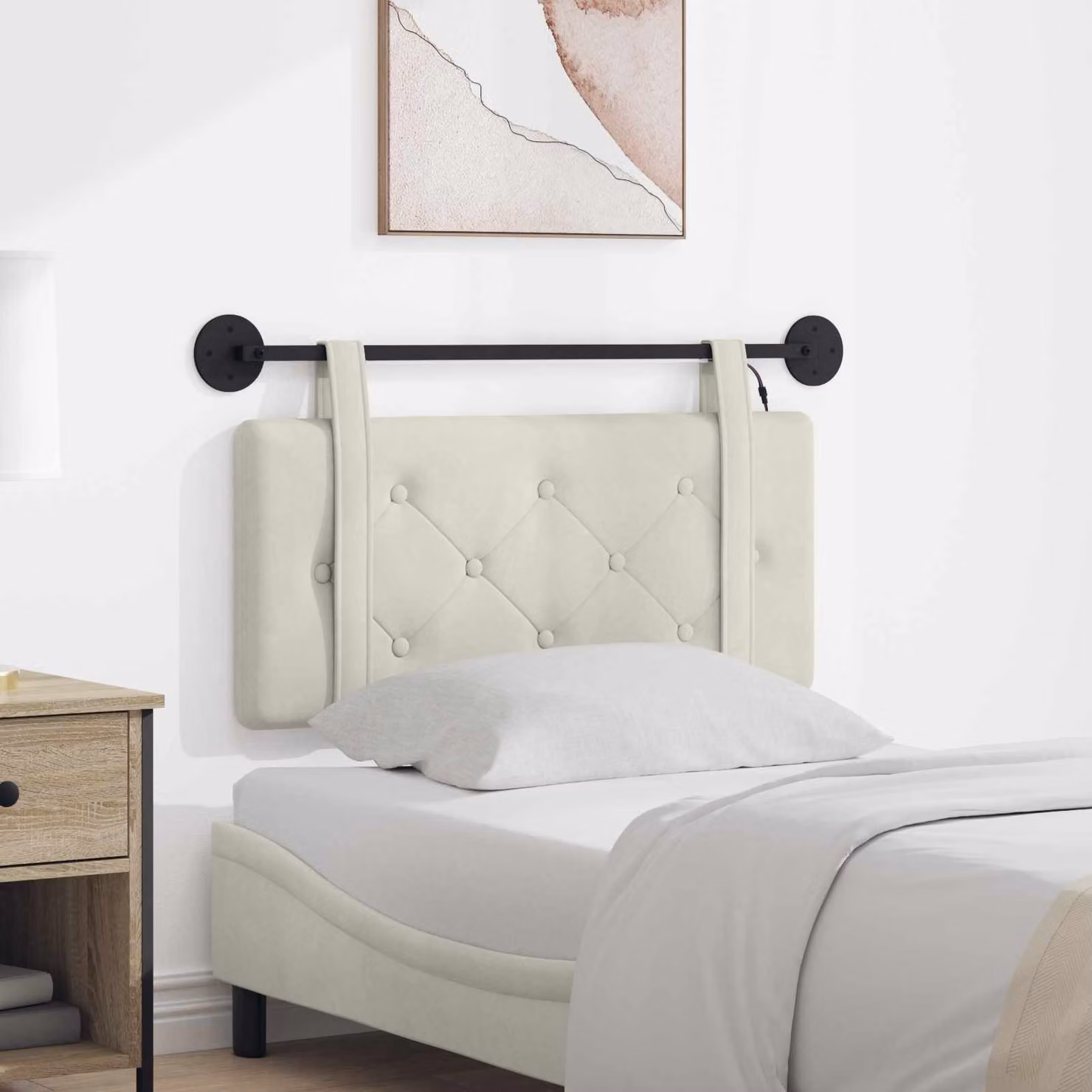 Testiera sospesa vidaXL in velluto beige con luce LED integrata