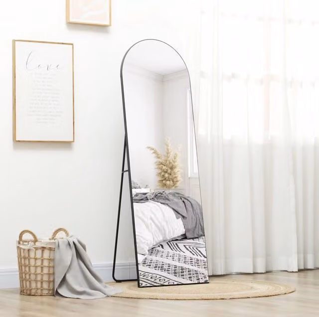 Specchio a figura intera ULEVR 150x50 cm nero ad arco, da parete, da appoggio o con supporto
