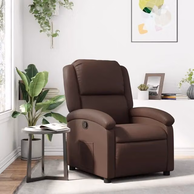 Poltrona Reclinabile Relax vidaXL in Similpelle Marrone con Braccioli e Regolazione Manuale