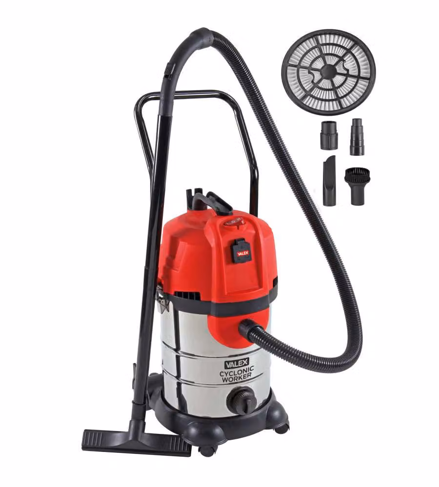 Valex Aspiratore Polvere e Liquidi Ciclonico 1600W 30lt Inox
