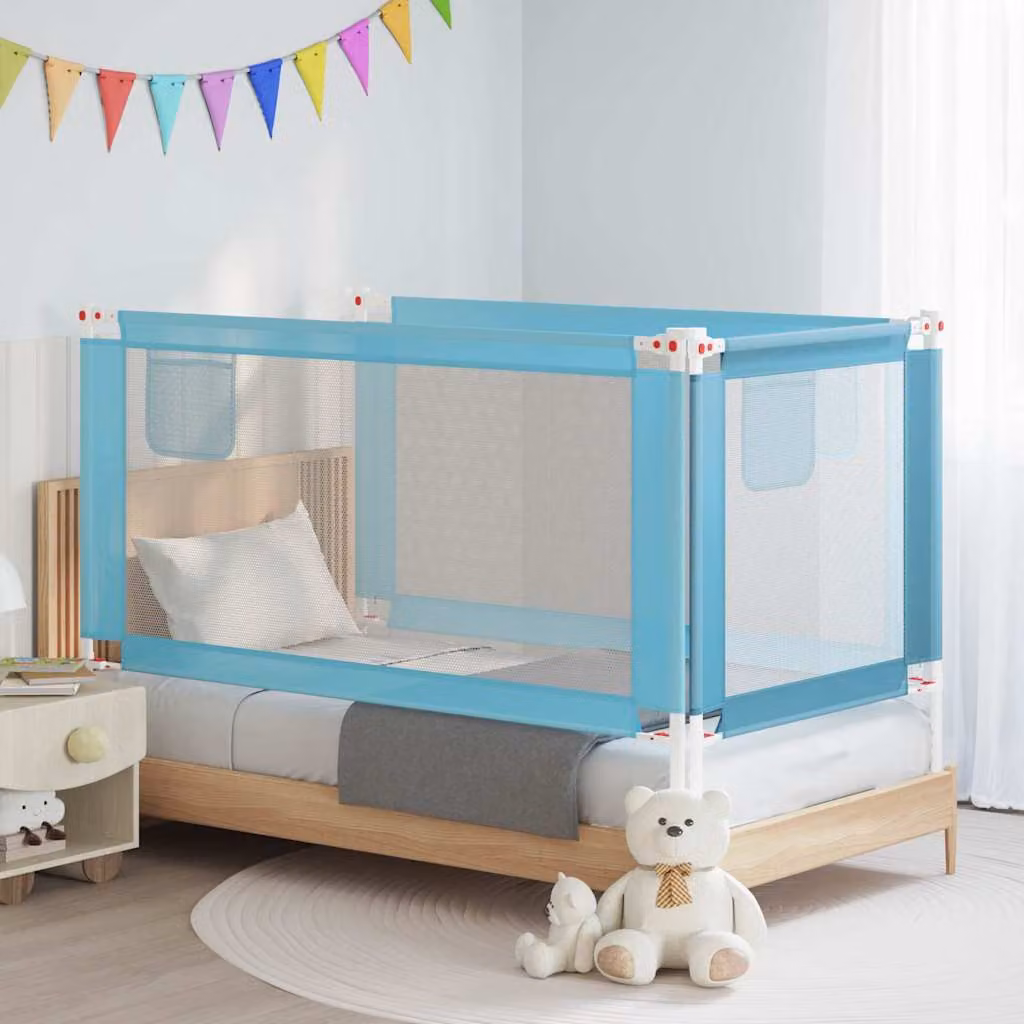 Sponda Letto di Sicurezza per Bambini vidaXL Blu in Tessuto e Metallo L: 160 cm, H: 25 cm