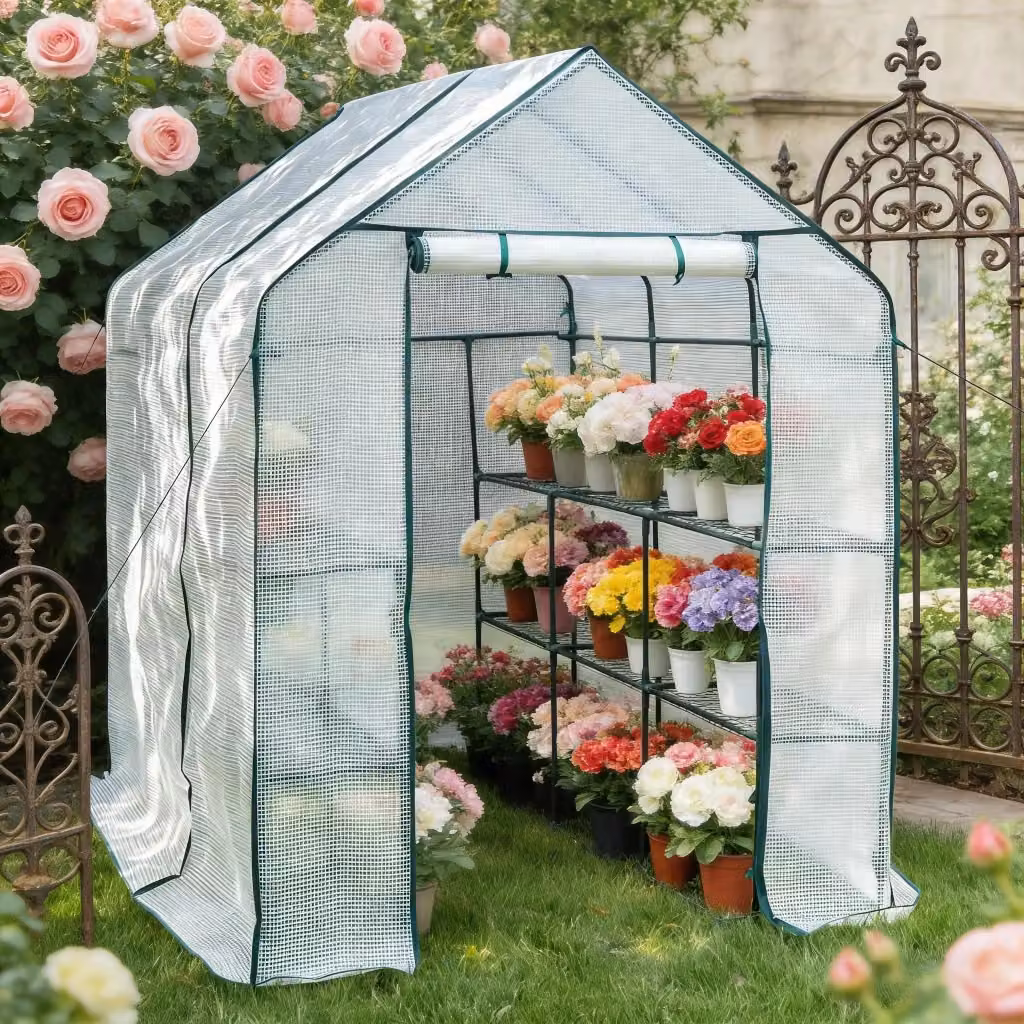 Serra da giardino WISHDOR in PVC e acciaio verniciato, bianca, L/P/H: 143 x 215 x 195 cm – 2