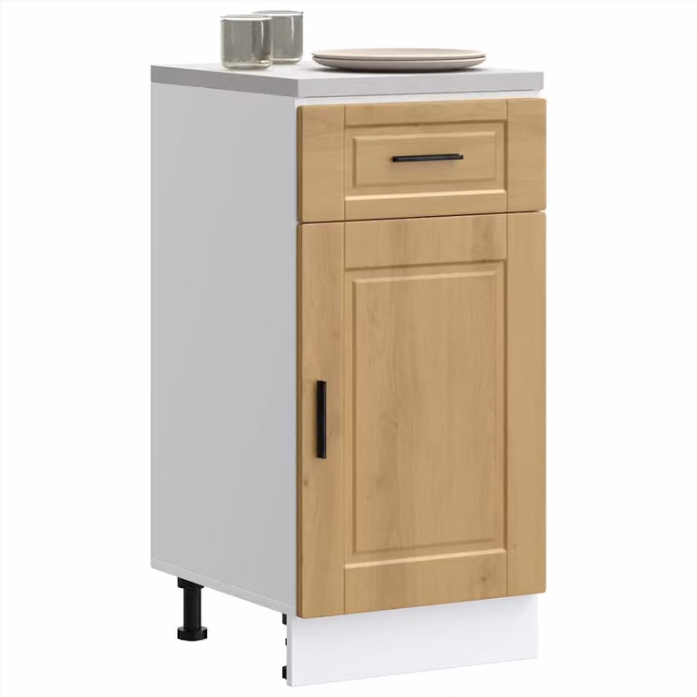 Base da cucina moderna vidaXL in legno e MDF, colore marrone e bianco, L: 81,5 cm, P: 46,0 cm, H: 40,0 cm
