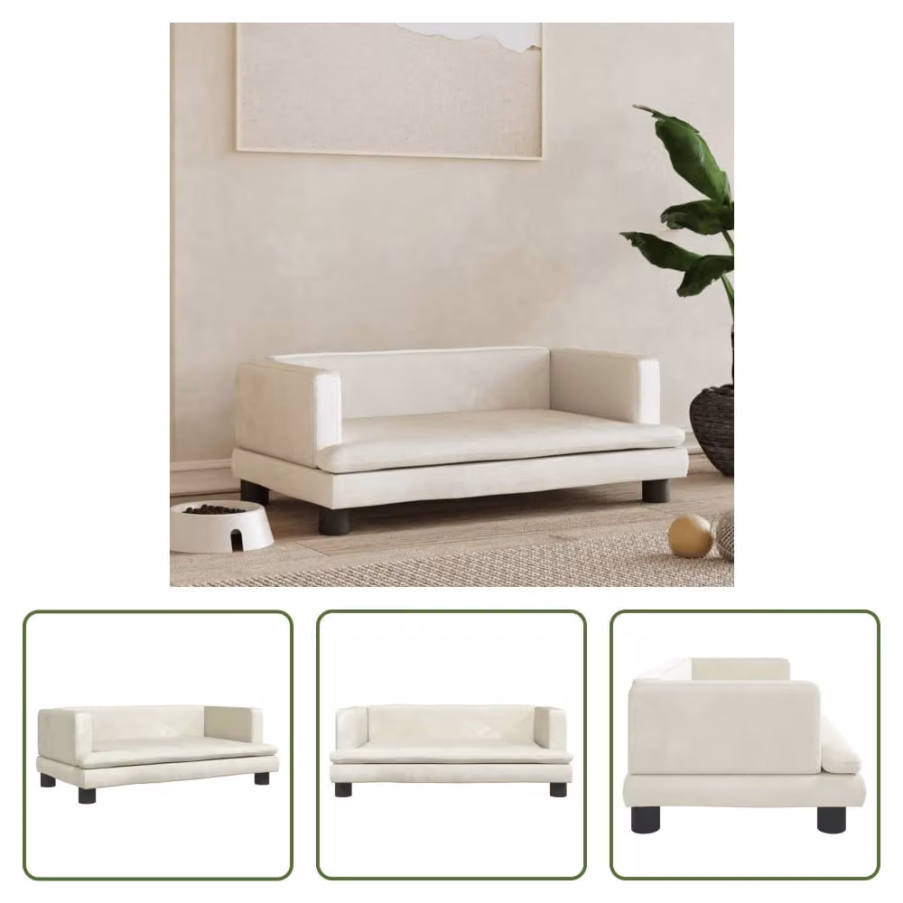 The Living Store Letto per cani Crema 80x45x30 cm Velluto