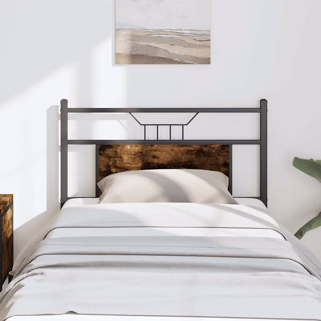 Testiera di Ricambio vidaXL in Stile Industriale, Rovere Fumo e Metallo, L: 80,5 cm, H: 91,5 cm, P: 3 cm