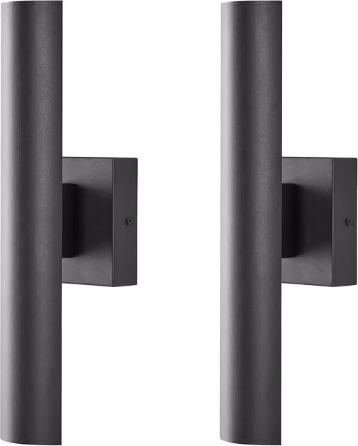Set di 2 applique da esterno BELIANI in metallo e vetro nero con luce LED up/down per giardino e parete