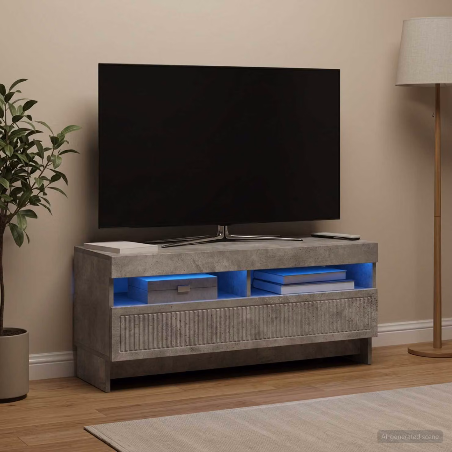 Mobile TV LED vidaXL Grigio con illuminazione integrata L/P/H: 100 x 35 x 43 cm