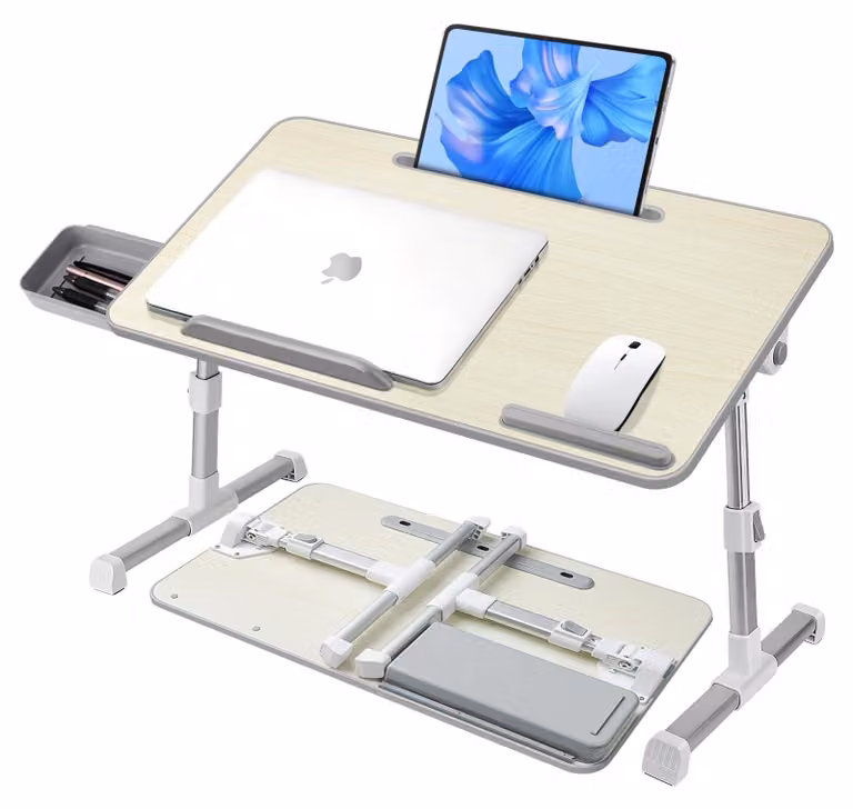 Tavolo pieghevole per laptop da usare a letto, con altezza e angolo regolabili