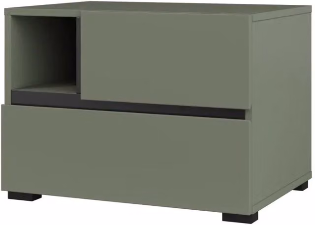 Comodino Meublorama moderno in MDF verde e nero con finitura opaca