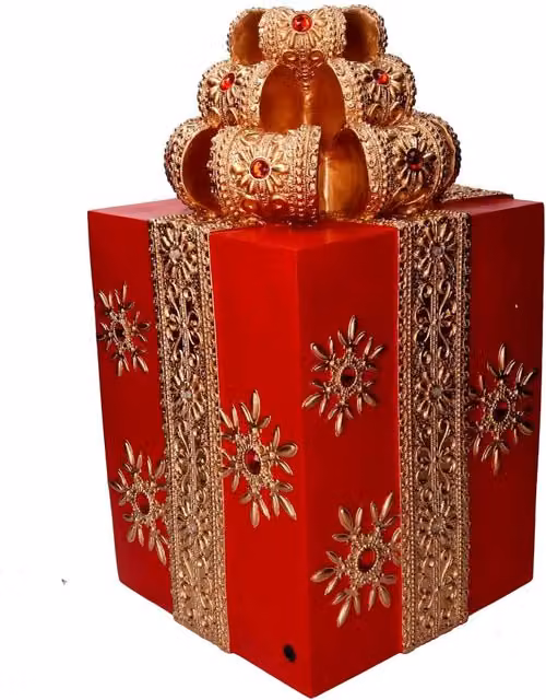Pacco regalo resina oro e rosso cm 28x28xh50,8