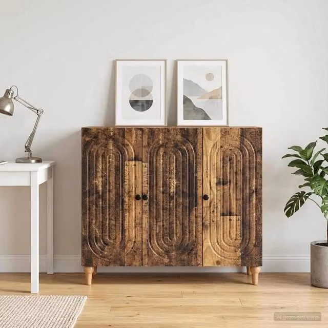 Credenza moderna vidaXL in legno ingegnerizzato marrone L: 89 cm, P: 34,5 cm, H: 80 cm – 1