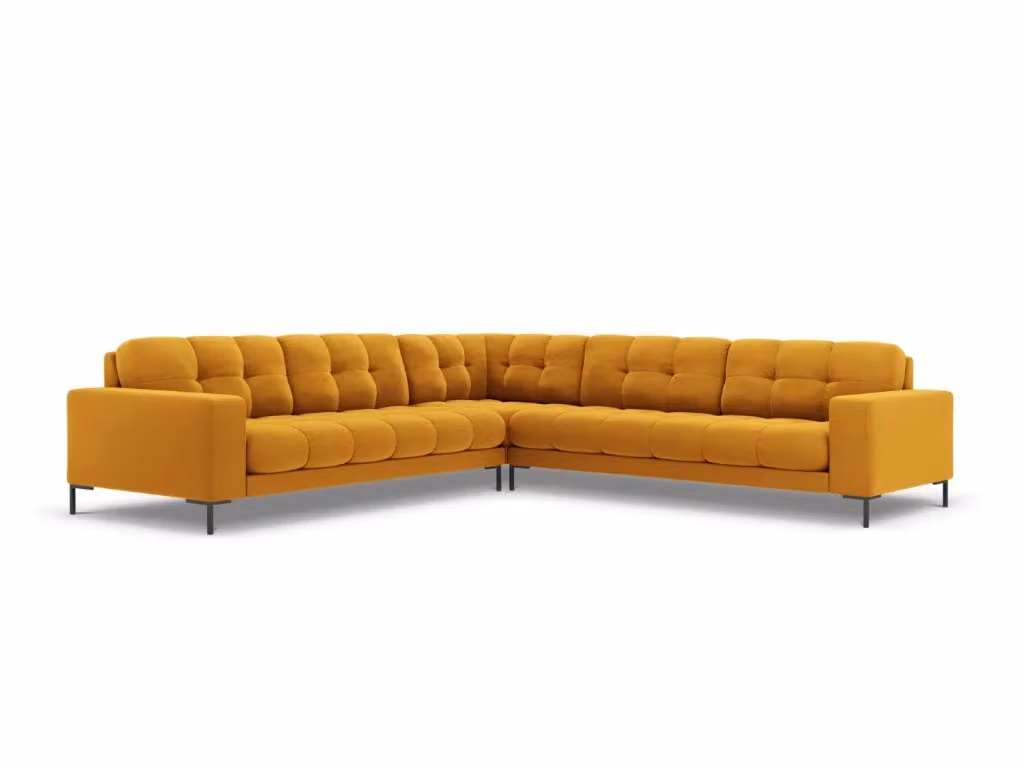 Divano angolare reversibile Bali Cosmopolitan Design in velluto giallo da 6 posti per il tuo living room L: 256 cm, P: 93 cm, H: 75 cm – 2