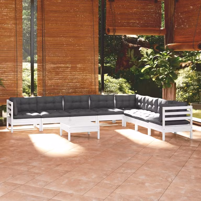 Maison Exclusive - Set Divani da Giardino 9 pz con Cuscini BiancLegno di Pino