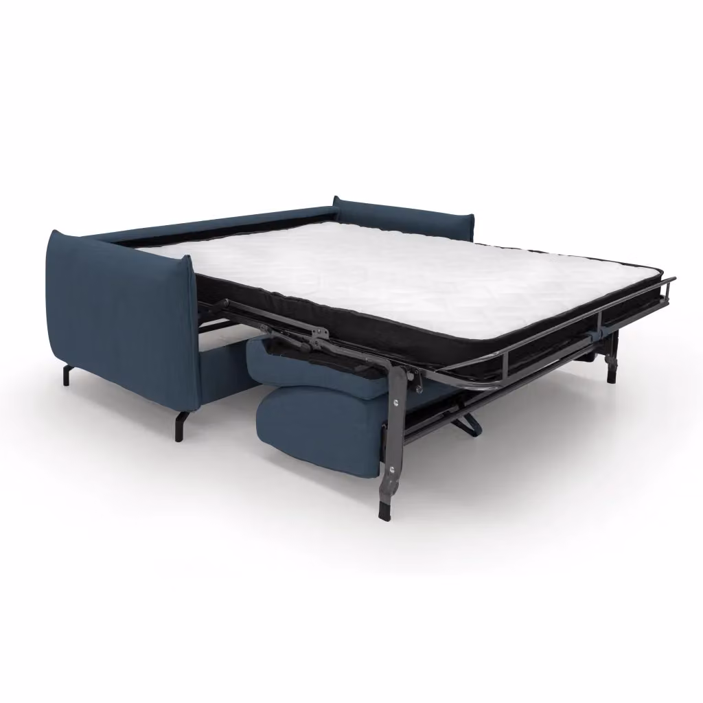 Divani.Store Scarlet Divano letto in tessuto misto cotone impermeabile blu L: 195 cm, Materasso: 140 x 197 cm – 2
