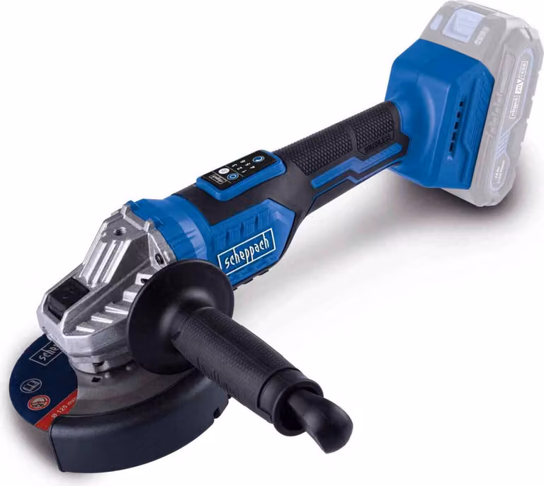 Smerigliatrice angolare a batteria Scheppach BC-AG125-X | 125 mm | motore senza spazzole | avviamento dolce | 3000 - 10.000 min-1 in 6 fasi | 20V IXES | accessori inclusi