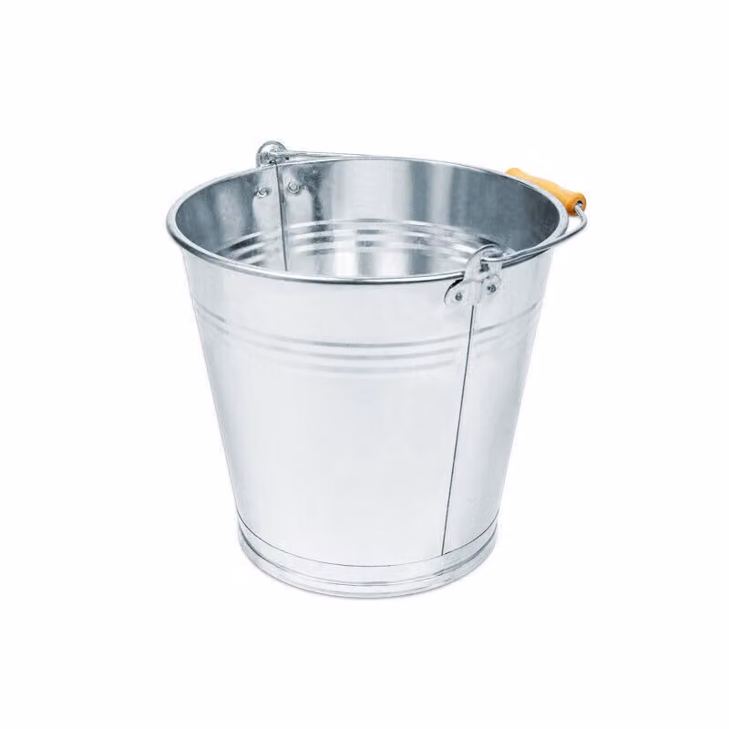 Secchio decorativo secchio di zinco secchio di metallo secchio di latta secchio d'acqua zincato secchio con manico di legno 12 litri