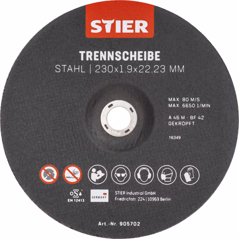 Dischi da taglio STIER per acciaio, dimensioni: 230 x 1,9 x 22,23; forma 42, versione angolata; 25 pezzi, per smerigliatrici angolari di ogni tipo; per acciaio inossidabile, acciaio fuso, ecc.