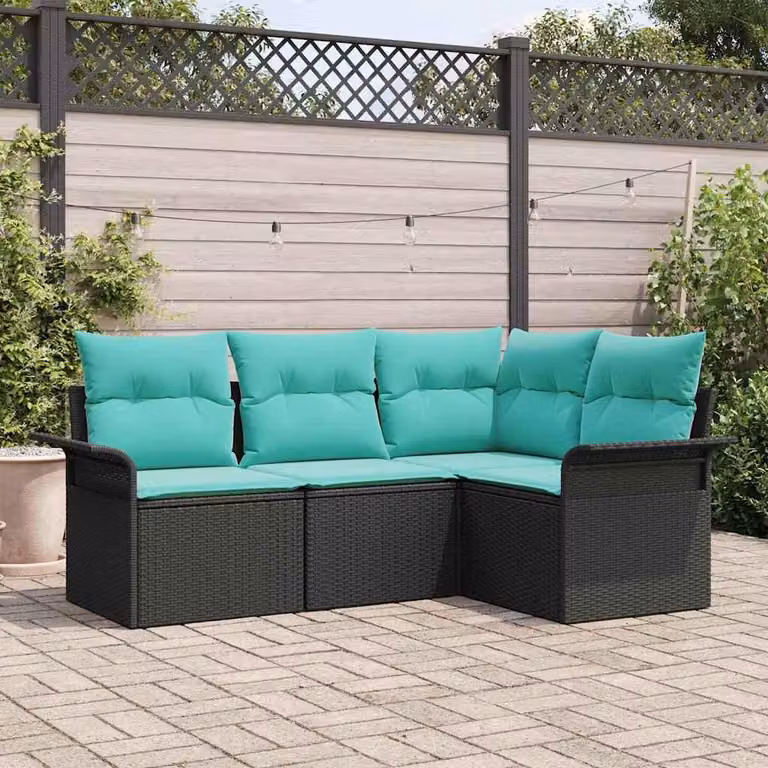 Maison Exclusive - Set da giardino composto da 4 pezzi, divano in rattan sintetico nero